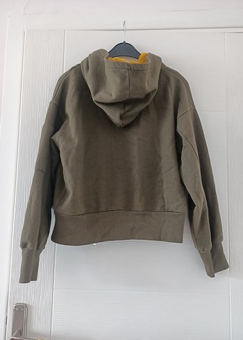 Bershka Kapüşonlu Fermuarlı Haki yeşil kapşunlu Kadın Ceket