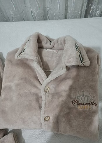 Bej Erkek Düğmeli Polar Ceket üst Alt takım - Görsel 7