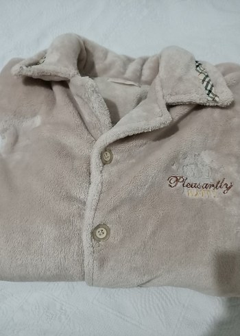 Bej Erkek Düğmeli Polar Ceket üst Alt takım - Görsel 13