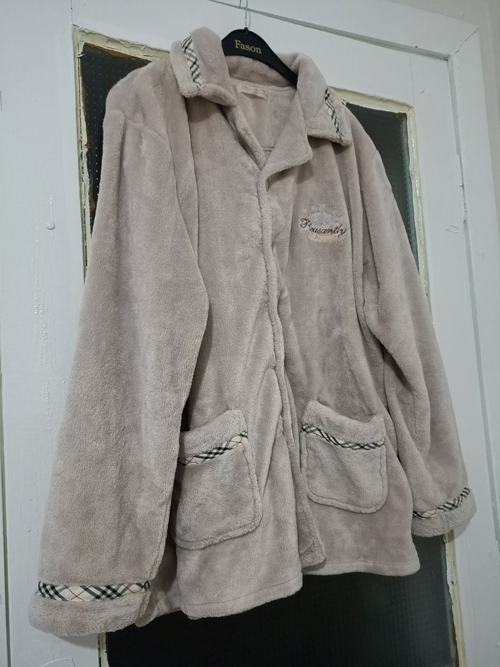 Bej Erkek Düğmeli Polar Ceket üst Alt takım - Görsel 5