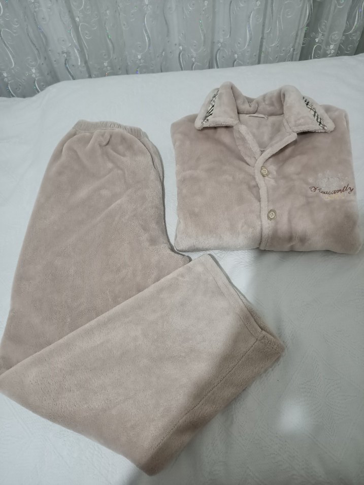 Bej Erkek Düğmeli Polar Ceket üst Alt takım - Görsel 2