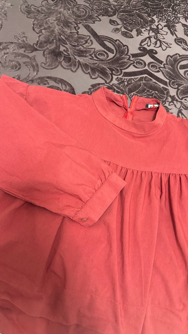 Düğmeli Koyu Kırmızı gomlek - Görsel 2