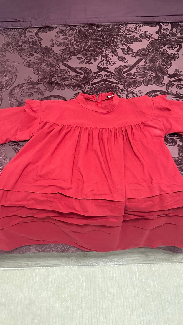 Düğmeli Koyu Kırmızı gomlek - Görsel 4