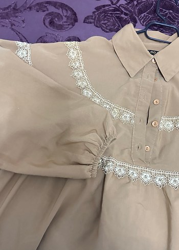 Nakışlı Bej Hamile Bluzu - Görsel 2