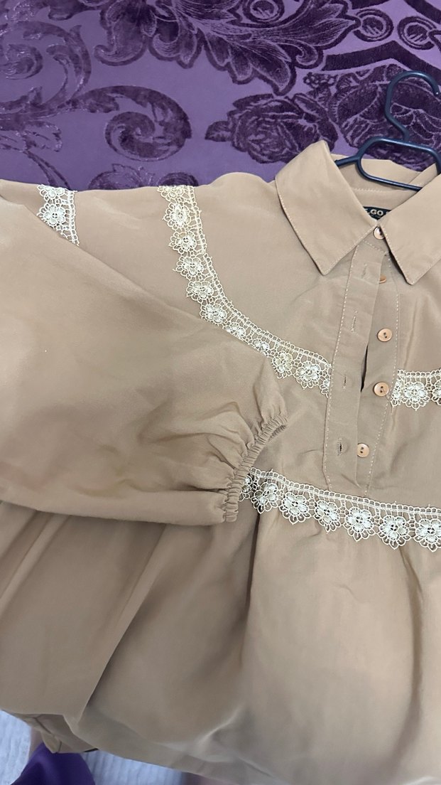 Nakışlı Bej Hamile Bluzu - Görsel 2