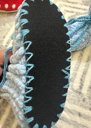 Mavi Örgü Erkek Bebek Patik - Görsel 2