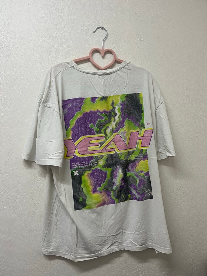 Mor Baskılı Kadın Streetwear Tişört - Görsel 3