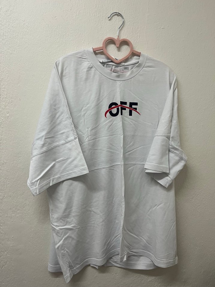 Beyaz Baskılı Oversize Streetwear Tişört - Görsel 2