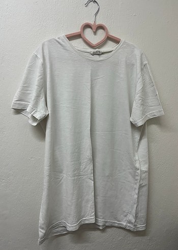 Kadın Beyaz Kısa Kollu Keten Tişört - Görsel 2