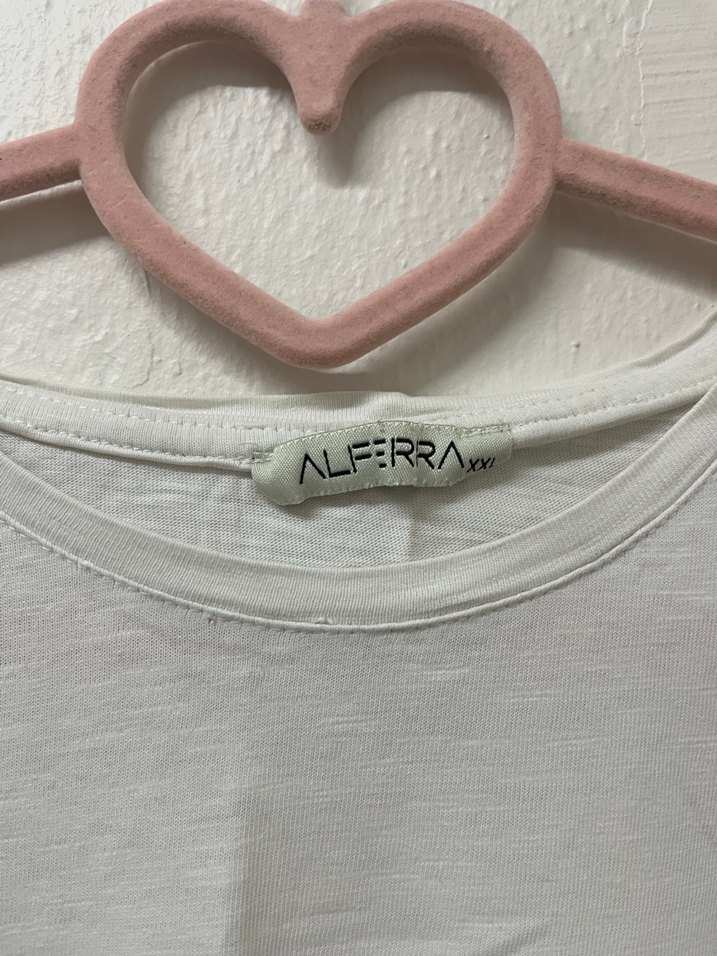 Kadın Beyaz Kısa Kollu Keten Tişört - Görsel 3