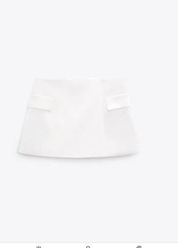 ZARA SATEN KIRIK BEYAZ SKORT