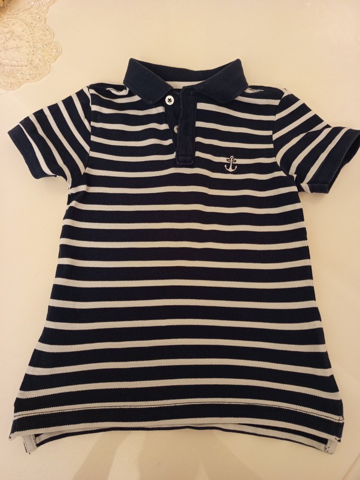 Erkek Çocuk Çizgili Polo Yaka Tişört - Görsel 4