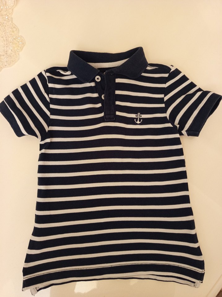 Erkek Çocuk Çizgili Polo Yaka Tişört - Görsel 2