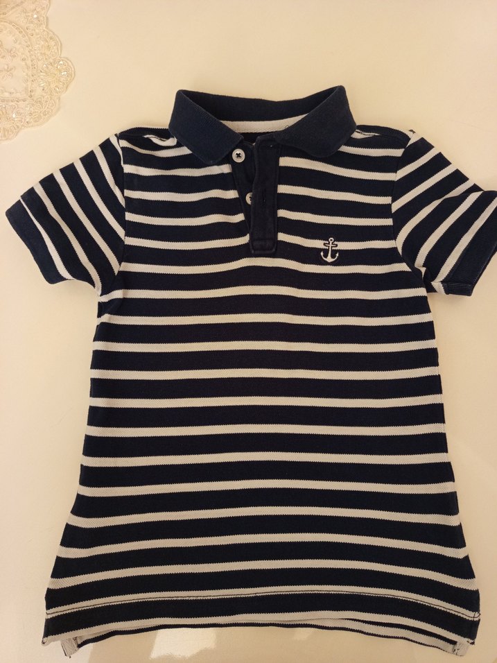 Erkek Çocuk Çizgili Polo Yaka Tişört - Görsel 3