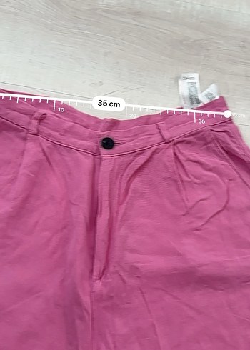 Defacto Pembe Yüksek Bel Mini Keten Şort