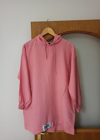 Pembe Keten Uzun Kollu Rahat Kesim sweatshirt