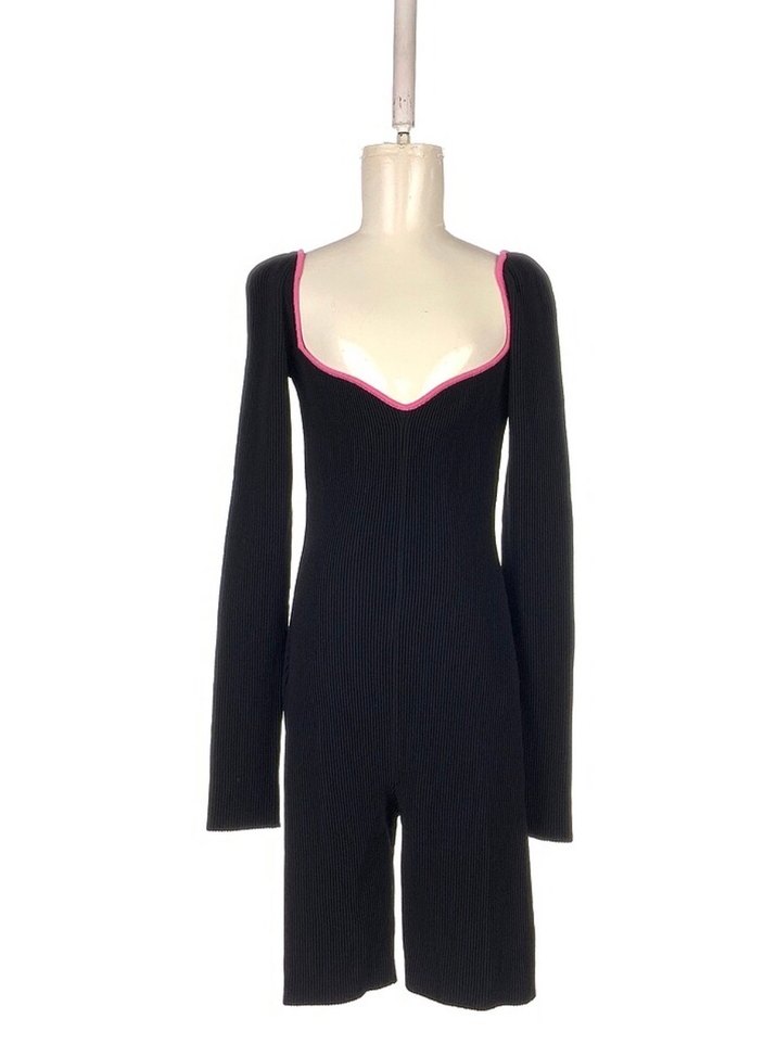 The Latest Thing V Yaka Siyah Triko Tulum - Görsel 2