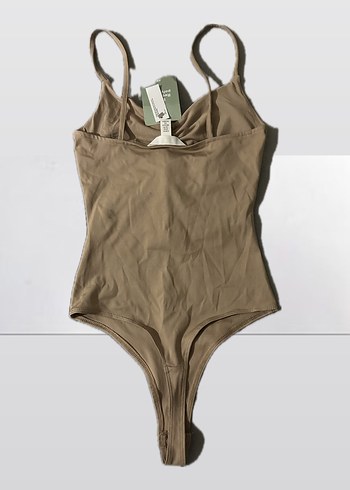 H&M Viral Bej Drapeli İnce Askılı Korse Body - Görsel 3