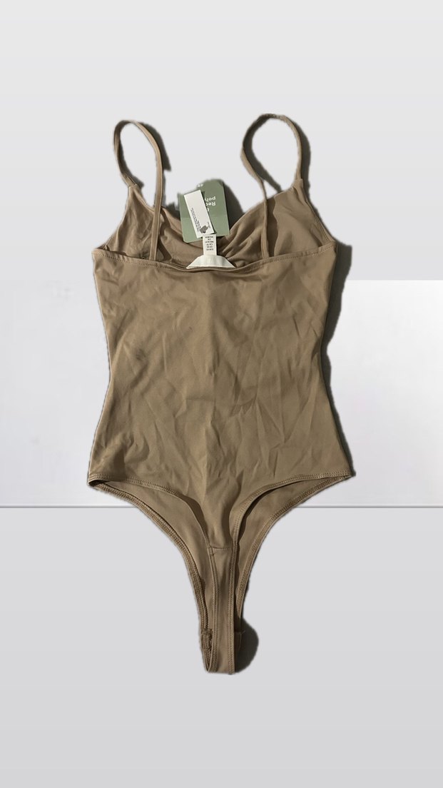 H&M Viral Bej Drapeli İnce Askılı Korse Body - Görsel 3