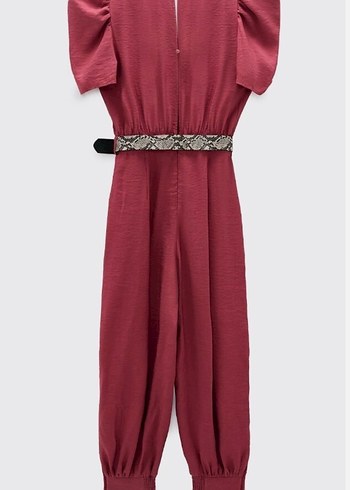 Zara Pembe Kemerli Midi Keten Tulum - Görsel 3