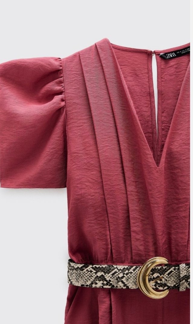 Zara Pembe Kemerli Midi Keten Tulum - Görsel 4