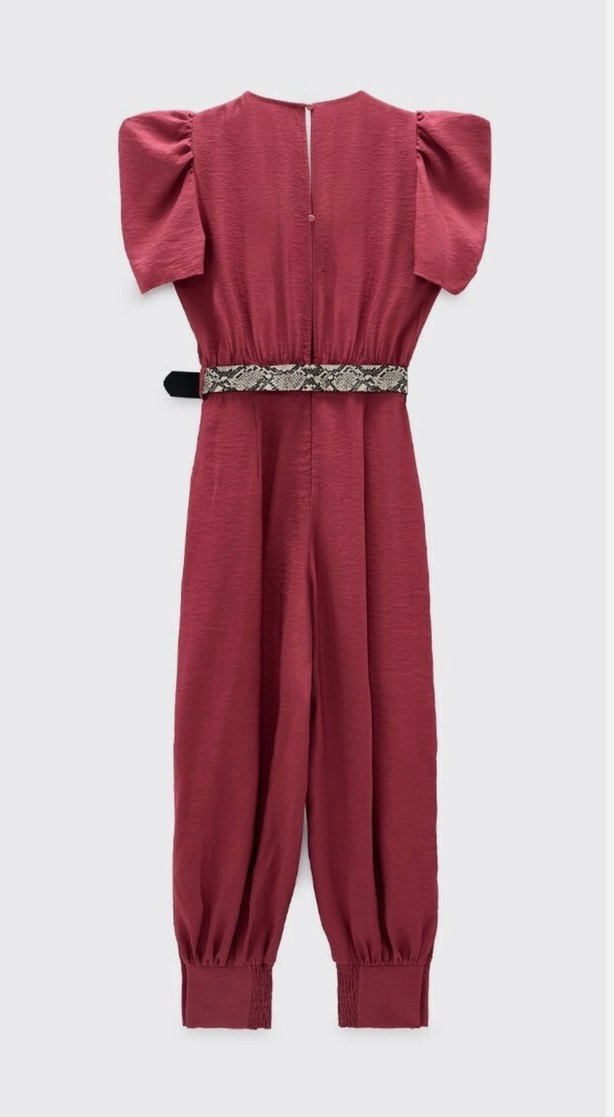 Zara Pembe Kemerli Midi Keten Tulum - Görsel 3