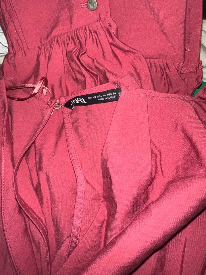 Zara Pembe Kemerli Midi Keten Tulum - Görsel 5