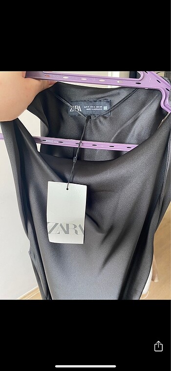Zara siyah saten elbise