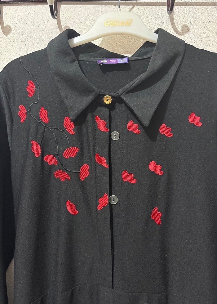 Nakışlı Siyah Elbise - Görsel 2