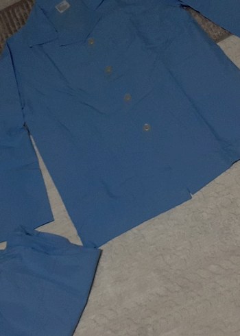 Mavi Kollu Düğmeli Erkek pijama takımları - Görsel 3