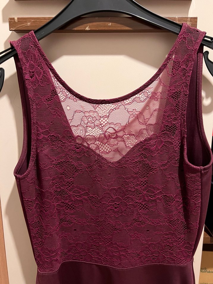 H&M marka Mor Dantelli Mini V Yaka Kolsuz Sırt Dekolteli Elbise - Görsel 3