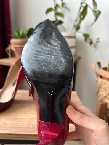 Rugan Stiletto 37 Numara Topuklu Ayakkabı Kırmızı &Siyah - Görsel 5