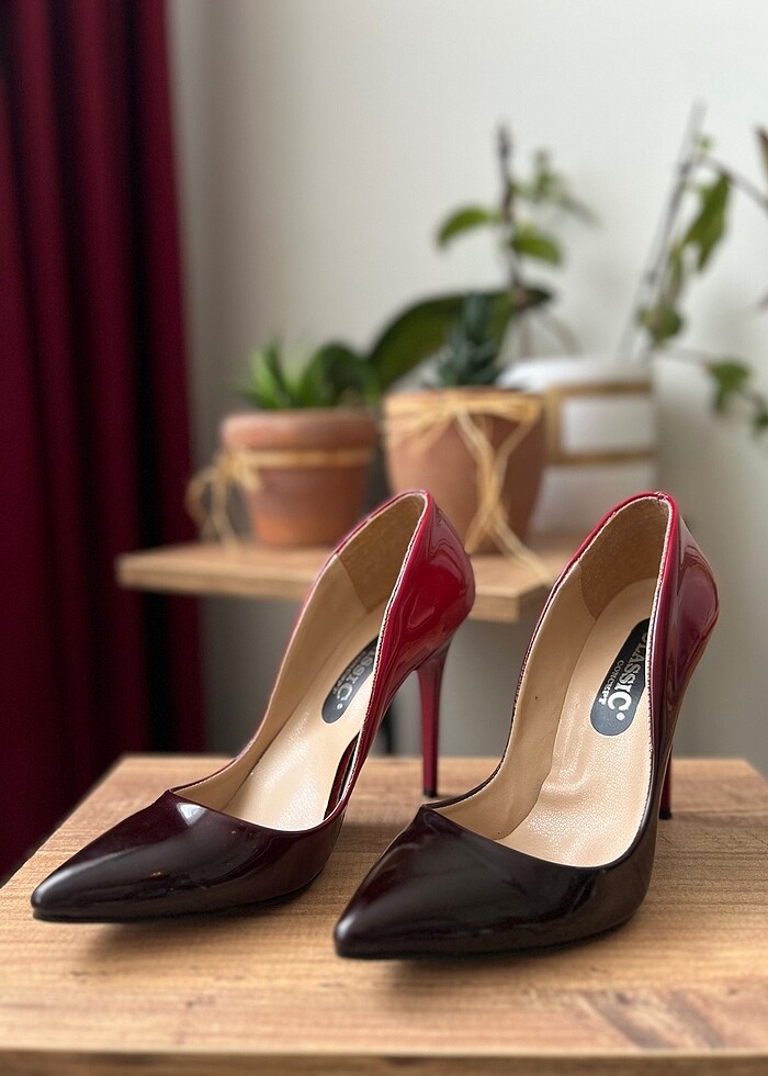 Rugan Stiletto 37 Numara Topuklu Ayakkabı Kırmızı &Siyah - Görsel 3
