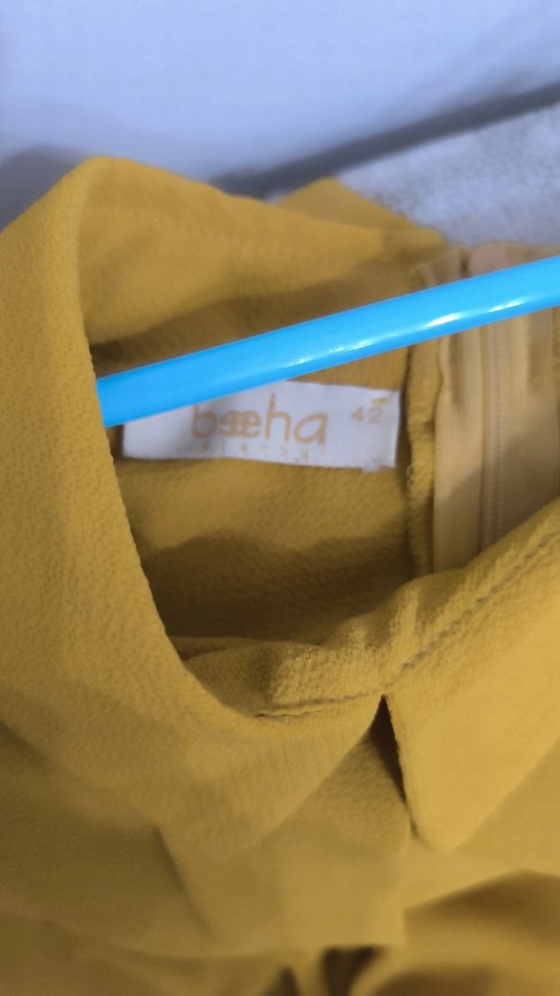 Sarı Uzun Kollu Salaş Kadın Tunik - Görsel 2