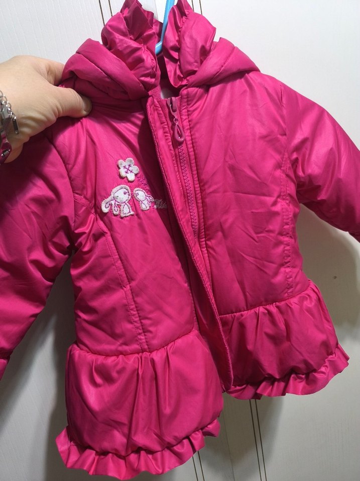 Kız Çocuk Pembe Nakışlı Fermuarlı Mont - Görsel 3