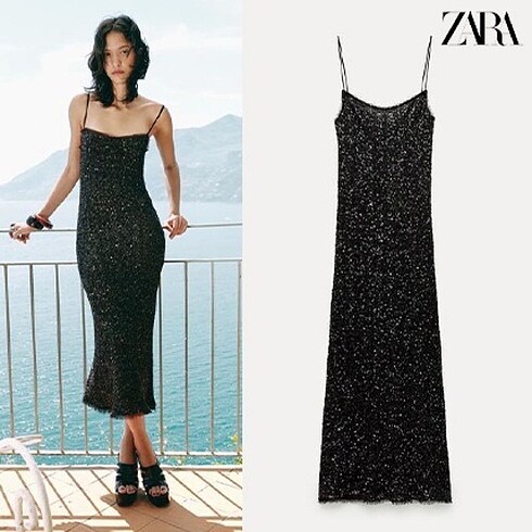 Zara ZARA ZW COKLECTION PULLU SLİP ELBİSE