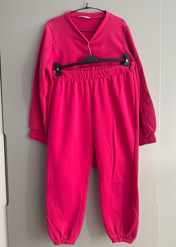 Kız Çocuk Pembe Bol Kesim Eşofman Takımı - Görsel 2