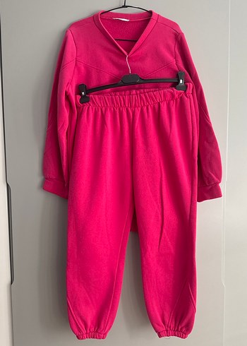 Kız Çocuk Pembe Bol Kesim Eşofman Takımı - Görsel 3