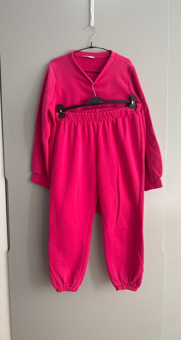 Kız Çocuk Pembe Bol Kesim Eşofman Takımı - Görsel 3