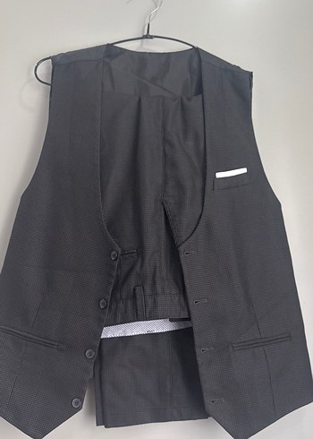 Düğmeli Erkek Siyah Midi Yelek ve pantolon - Görsel 3