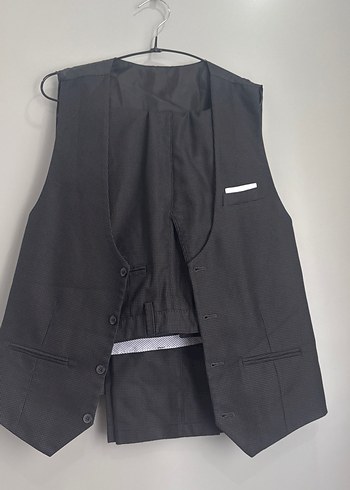 Düğmeli Erkek Siyah Midi Yelek ve pantolon - Görsel 5