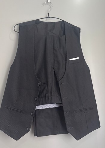 Düğmeli Erkek Siyah Midi Yelek ve pantolon - Görsel 4