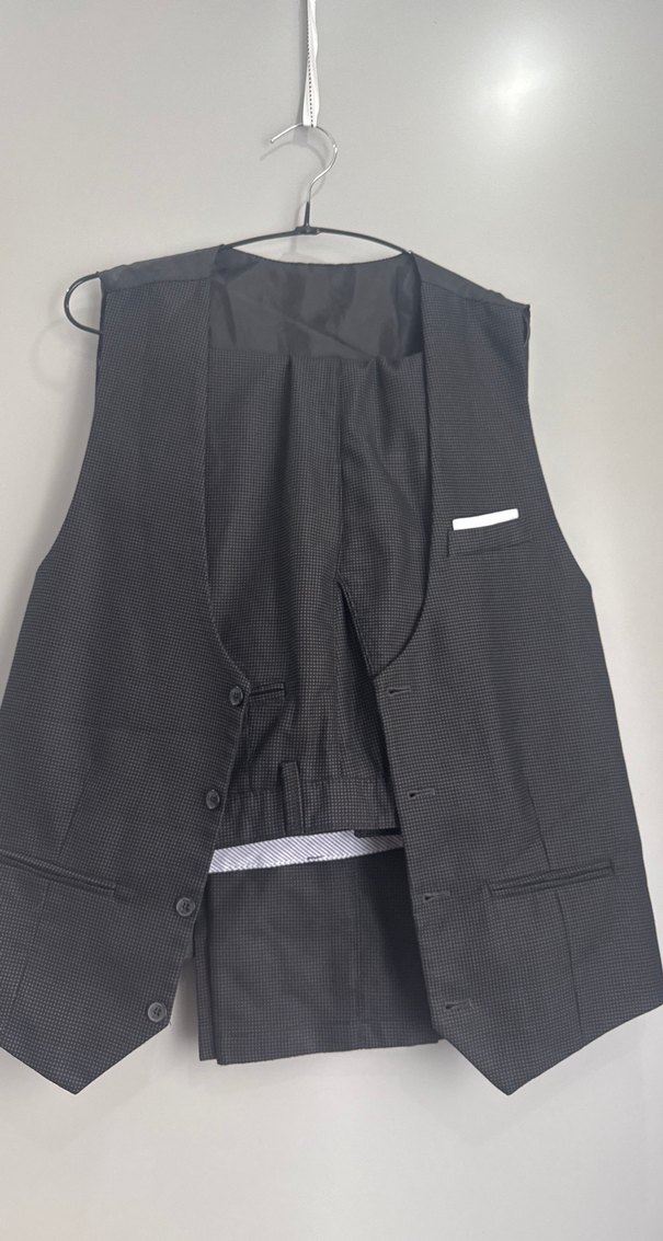 Düğmeli Erkek Siyah Midi Yelek ve pantolon - Görsel 2