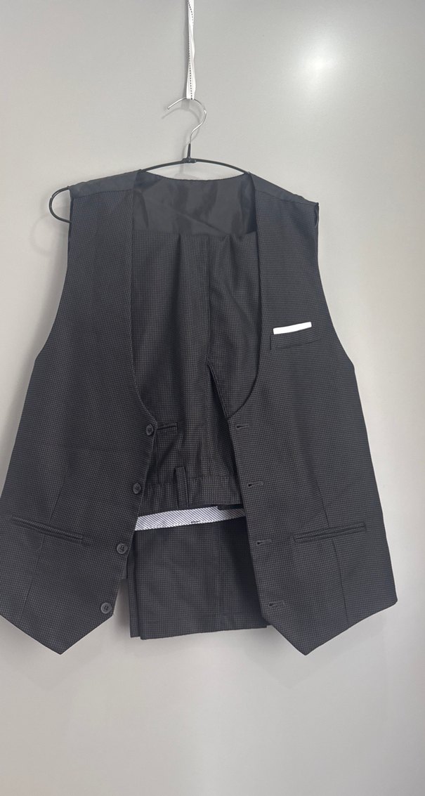 Düğmeli Erkek Siyah Midi Yelek ve pantolon - Görsel 5