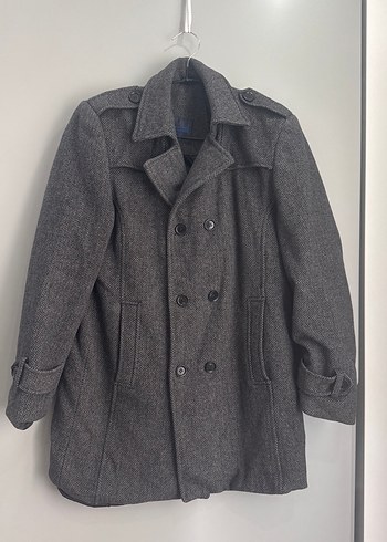 Gri Düğmeli Erkek Midi Kaban - Görsel 4