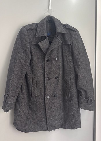 Gri Düğmeli Erkek Midi Kaban - Görsel 3