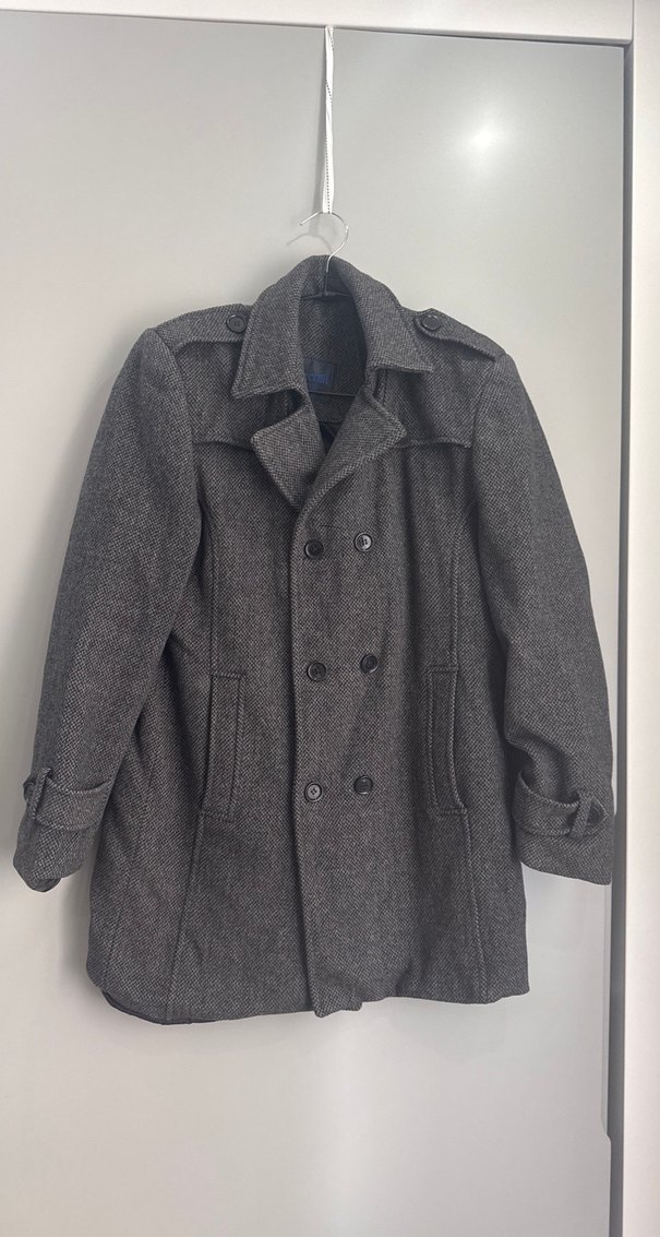 Gri Düğmeli Erkek Midi Kaban - Görsel 3