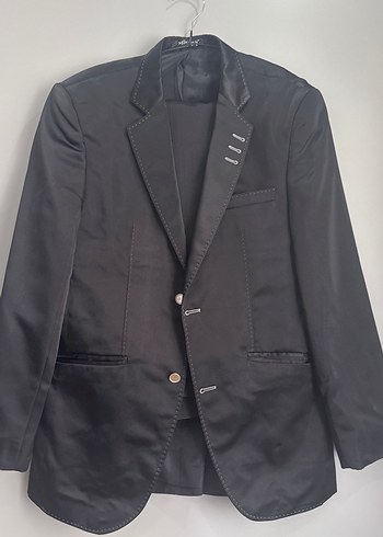 Erkek Siyah Düğmeli Ofis Takım Ceketi pantolon dahil - Görsel 2