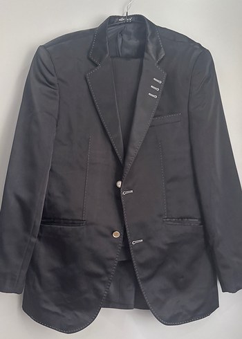 Erkek Siyah Düğmeli Ofis Takım Ceketi pantolon dahil - Görsel 3