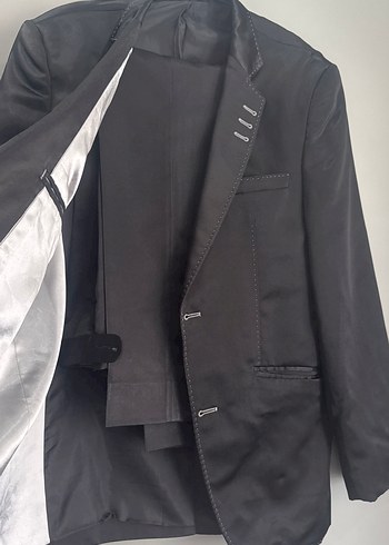Erkek Siyah Düğmeli Ofis Takım Ceketi pantolon dahil - Görsel 4